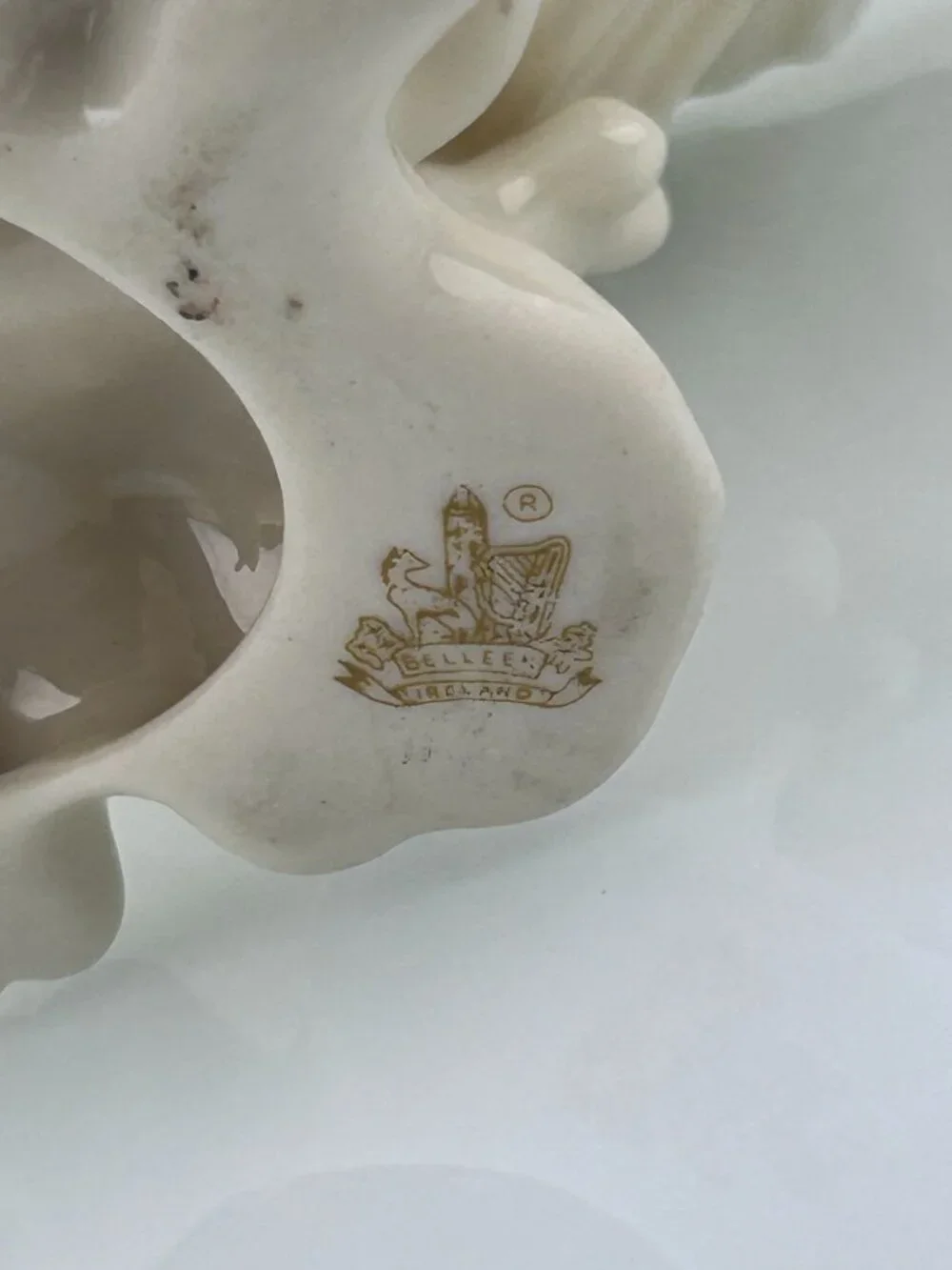 Belleek Ireland Cardium Shell On Coral Base Compote Candy Pedestal Bowl Beige